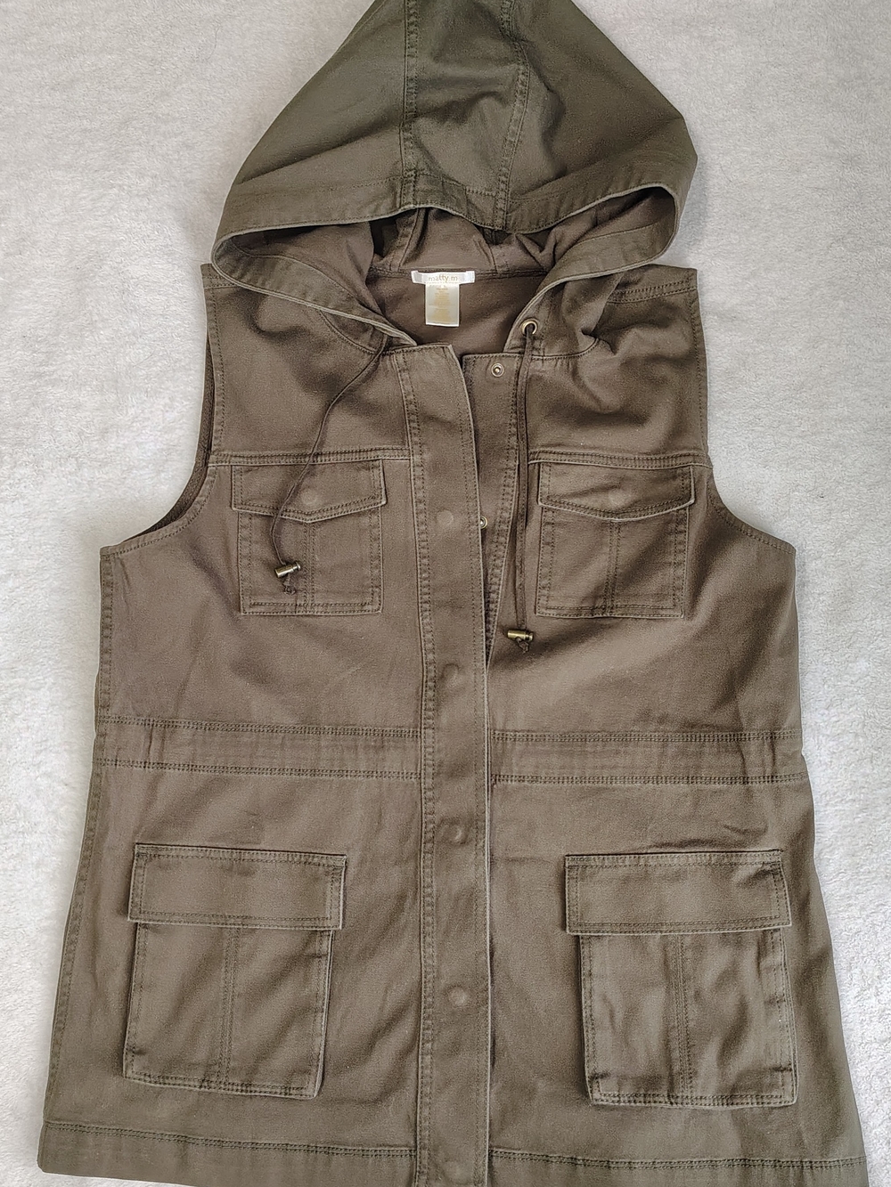 Matty M Olive Green Hooded Utility Vest